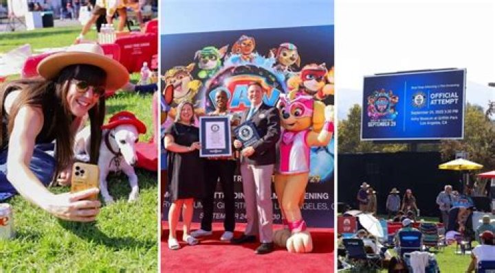 Guinness World Record Set by Over 200 Dogs Attending a Screening of Paw Patrol: The Mighty Movie