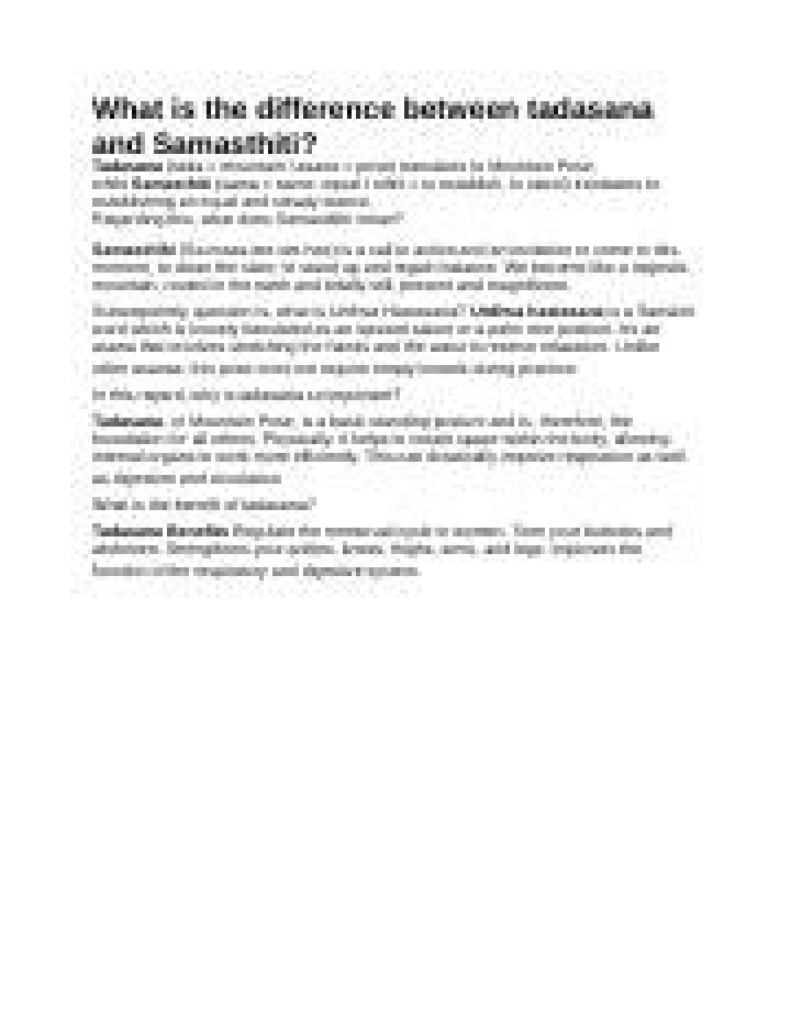 What is the difference between tadasana and Samasthiti?